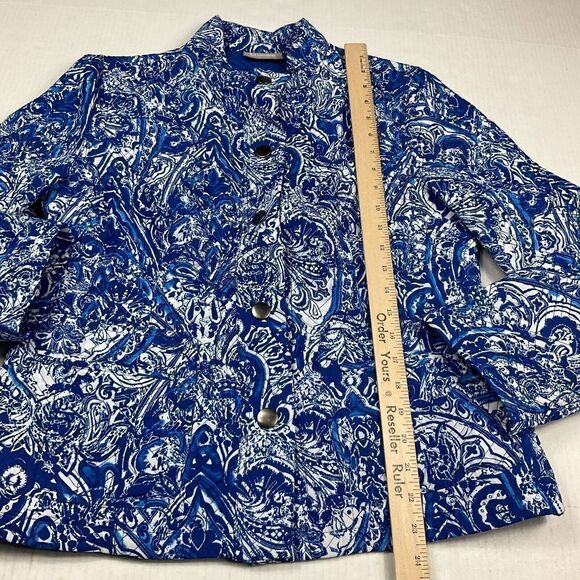 Chicos Quilted Casual Jacket Paisley Snap Button Long Sleeve Pockets 1 Medium - Picture 6 of 11
